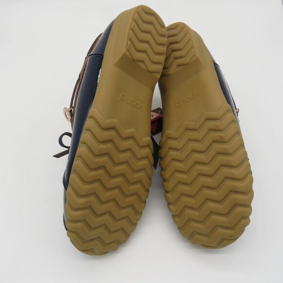Sporto Womens Navy Brown Patent Faux Fur Lined Duck Shoes 6 NEW - Picture 7 of 8